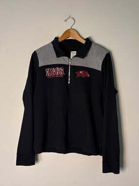 PINK Victoria's Secret Arkansas Razorbacks Hogs Sequin Bling 1/4 Zip Pullover